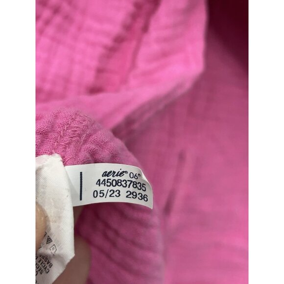 Aerie Pool to Party Gauze Coverup Shirt Small Pink Button Down Front Shirt Top - Picture 9 of 10